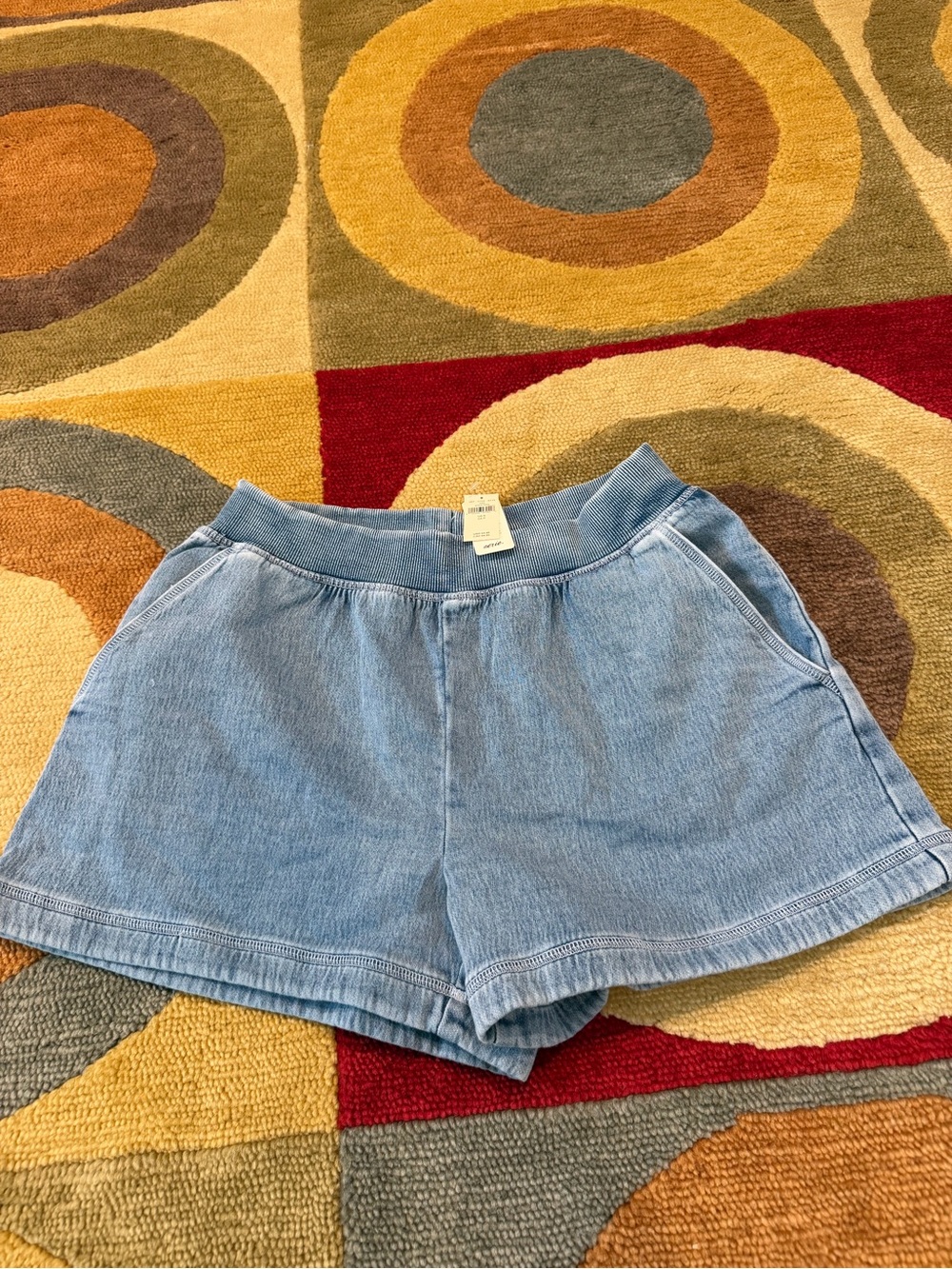 NWT Aerie Sweatpant Jean Shorts Knit Comfy Lounge Material Blue Size Small